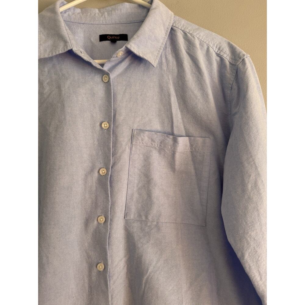 NWOT Quince Organic Cotton Relaxed Oxford Shirt Pale Blue Women’s Large - Picture 7 of 10